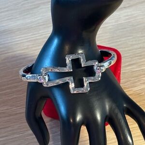 Hammered Cross Bangle Bracelet